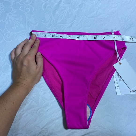 NWT Good American Good Waist Bikini Bottoms High Rise Waisted Fuschia Solid 0 XS - Picture 3 of 8
